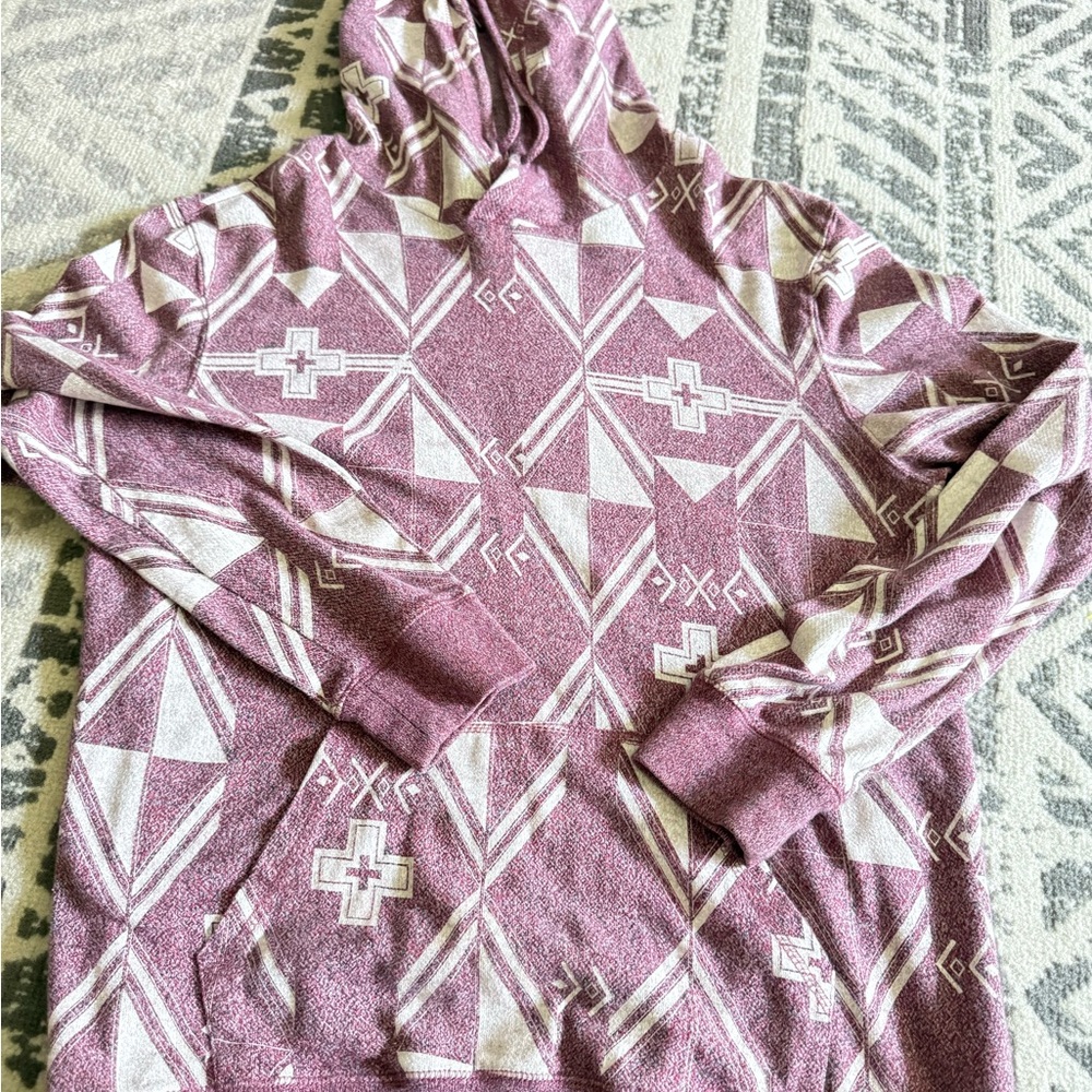 Purple Geometric Patterned Hoodie Sweater